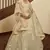 Beige thread with sequins embroidered art silk semi stitched wedding lehenga for bridal