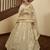Beige thread with sequins embroidered art silk semi stitched wedding lehenga for bridal