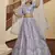 Lavender thread with sequins embroidered silk semi stitched bridal lehenga