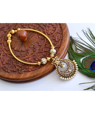 Antique gold t1  handmade Pearl Ganesha Necklace   04370 1