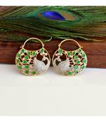 Gorgeous Cz Emerald Peacock Bali Earrings  04254