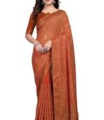 Orange embroidered georgette saree with blouse