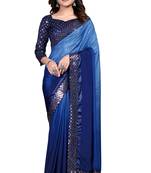 Blue embroidered georgette saree with blouse