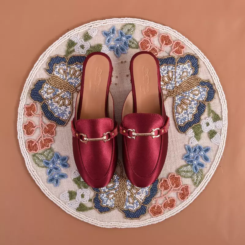 Gem Stone Maroon solid 1 pair Loafers