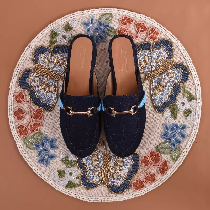 Blue Denim Loafers solid 1 pair of loafer