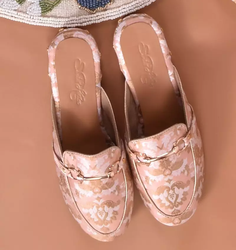 Nude Pink Baroque Solid 1 pair Loafers