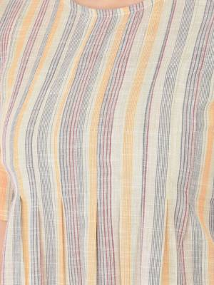 Span Beige Printed A-Line Kurta 5