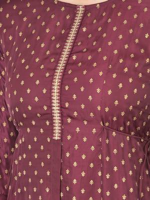 Span Purple Embroidered A-Line Kurta 5