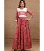 White Linen Printed Gown.
