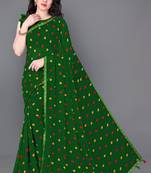 Green Printed Faux Georgette Saree With Blouse