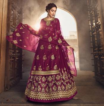 Magenta embroidered jacquard
 salwar 1