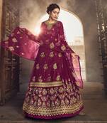 Magenta embroidered jacquard
 salwar