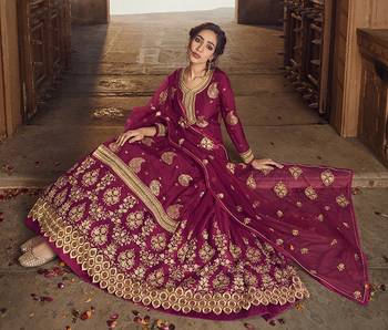 Magenta embroidered jacquard
 salwar 2