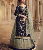 Navy-blue embroidered jacquard
 salwar