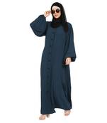 Loose Fit abaya with fashionable buttons on front panel - Teal