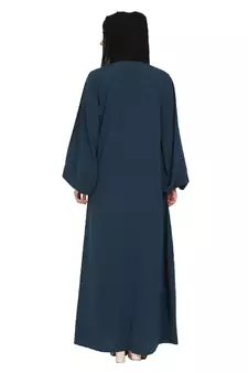 Loose Fit abaya with fashionable buttons on front panel - Teal