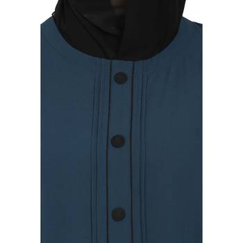 Loose Fit abaya with fashionable buttons on front panel - Teal 5