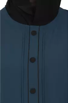 Loose Fit abaya with fashionable buttons on front panel - Teal
