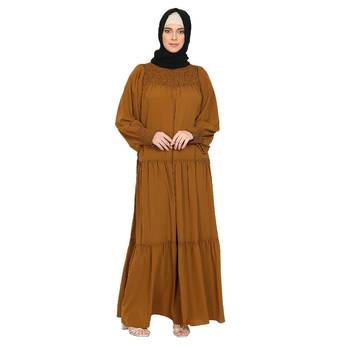 Party wear fashionable Dress -Mustard Brown 1