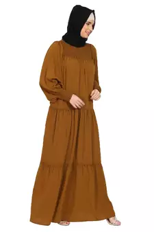 Party wear fashionable Dress -Mustard Brown
