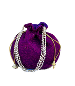 Divashin Chickenkari Embroidered Design Potli for Women & Girls Ethnic Wedding Wristlets Purple