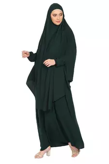 BT- Two Piece Jilbab combo in Bottle Green