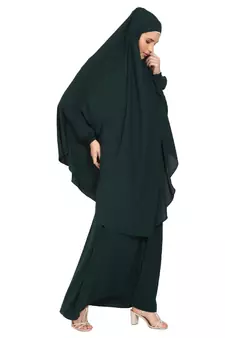 BT- Two Piece Jilbab combo in Bottle Green