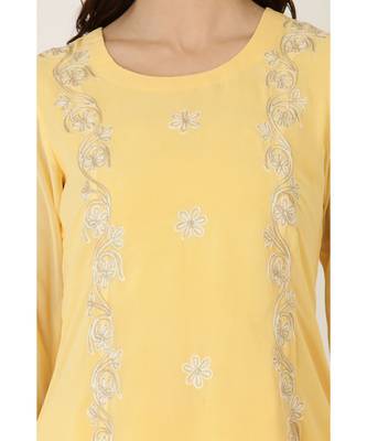 Kaanchie Nanggia Yellow Georgette Kurta Pant Dupatta Set 4