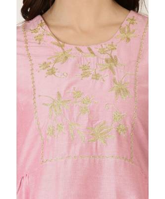 Kaanchie Nanggia Pink Silk Kurta Pant Set 4