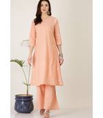 Kaanchie Nanggia Peach Cotton Kurta Palazzo Set