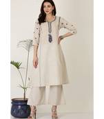 Kaanchie Nanggia White Cotton Kurta Palazzo Set