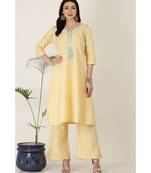 Kaanchie Nanggia Yellow Cotton Kurta Palazzo Set