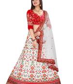 White and maroon colour Party Wear Lehengha Choli With Embroidery Work