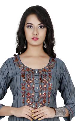 Grey Colour Heavy Fancy Rayon Embroidered designer Straight Kurti 2