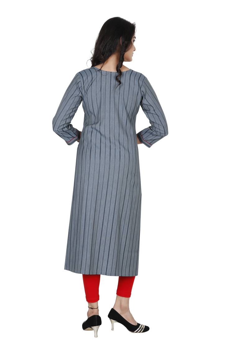 Grey Colour Heavy Fancy Rayon Embroidered designer Straight Kurti