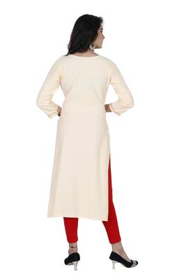 Cream Colour Heavy Fancy Rayon Embroidered designer Straight Kurti 3