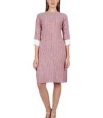 Purple plain cotton short-dresses