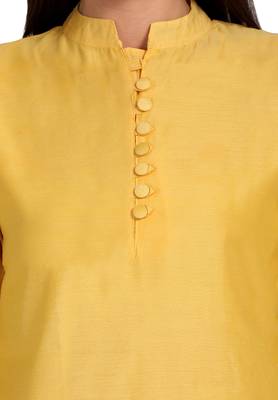 Yellow plain cotton cotton-kurtis 5