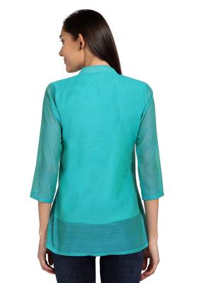 Blue plain cotton cotton-kurtis 2
