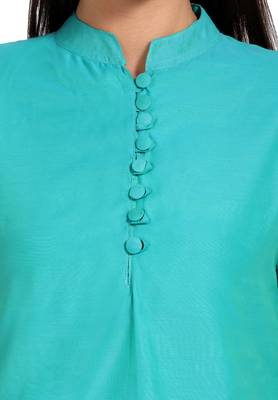 Blue plain cotton cotton-kurtis 5