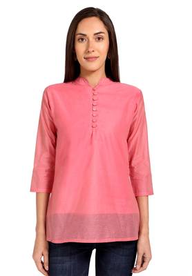 Pink plain cotton cotton-kurtis 1