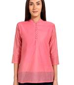 Pink plain cotton cotton-kurtis