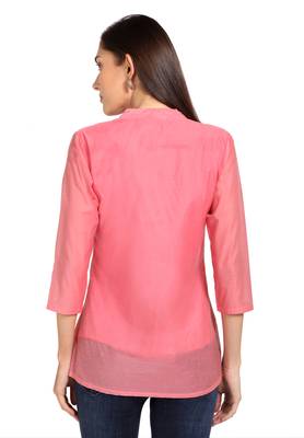Pink plain cotton cotton-kurtis 2