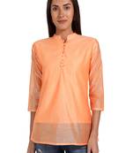 Orange plain cotton cotton-kurtis