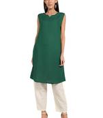 Green plain cotton cotton-kurtis