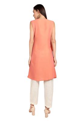 Orange plain cotton cotton-kurtis 2