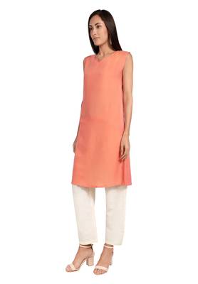 Orange plain cotton cotton-kurtis 3