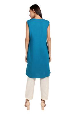 Blue plain cotton cotton-kurtis 2