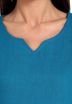 Blue plain cotton cotton-kurtis 5