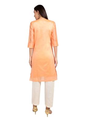 Orange plain cotton cotton-kurtis 2